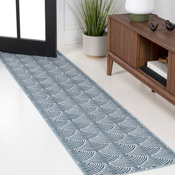Porter Geometric Art Deco Fan Pattern High-low Area Rug